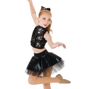 Dance Costume AWCT V2221 Large Adult Black Skirt Jazz Musical Theater Sequin